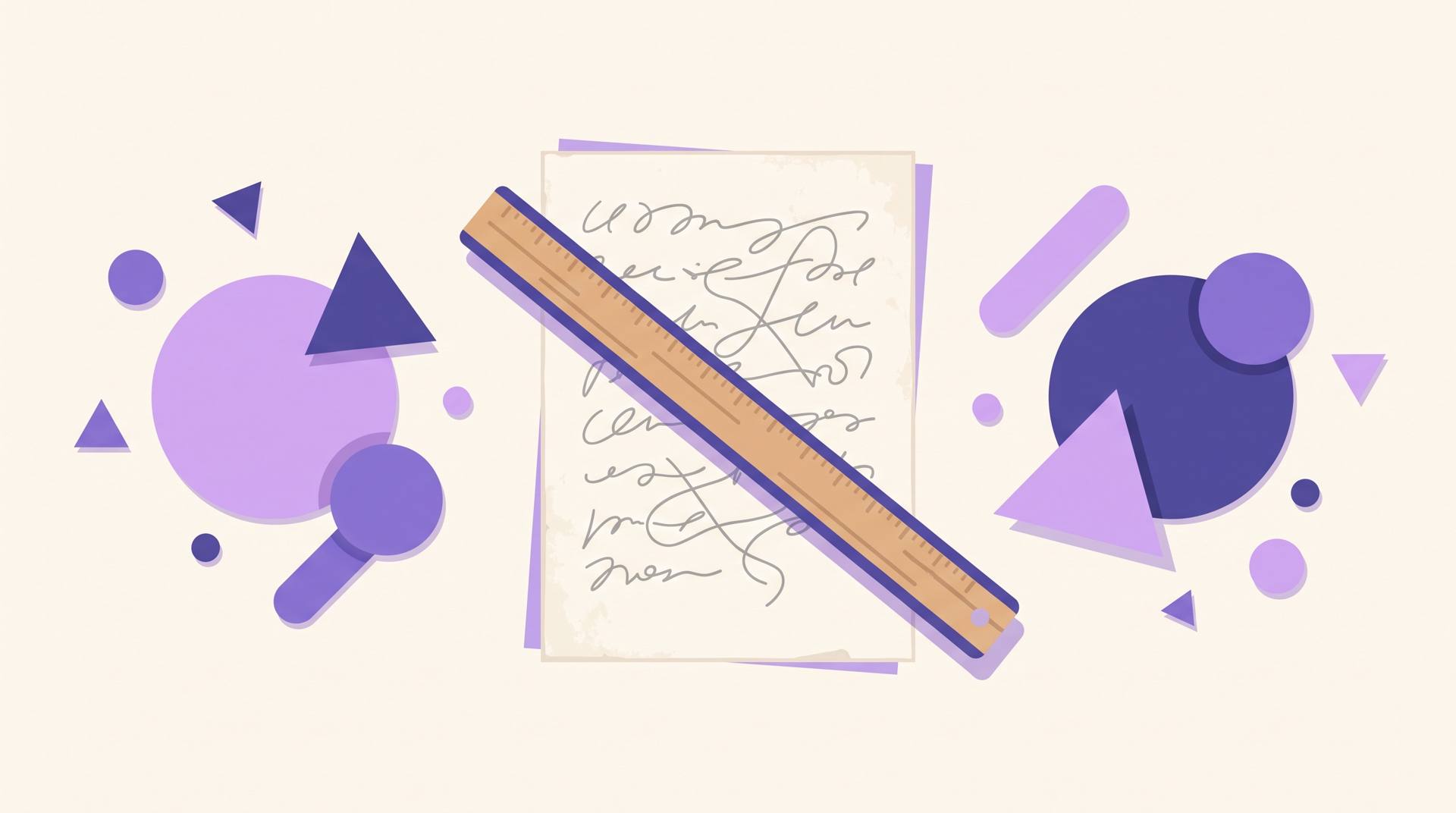 A ruler lying diagonally across a single page of a short story manuscript