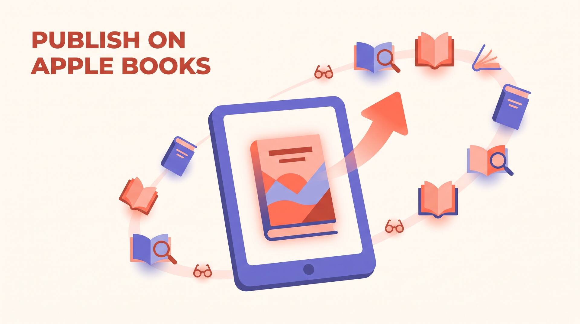 An iPad showing an ebook next to an Apple Books storefront layout