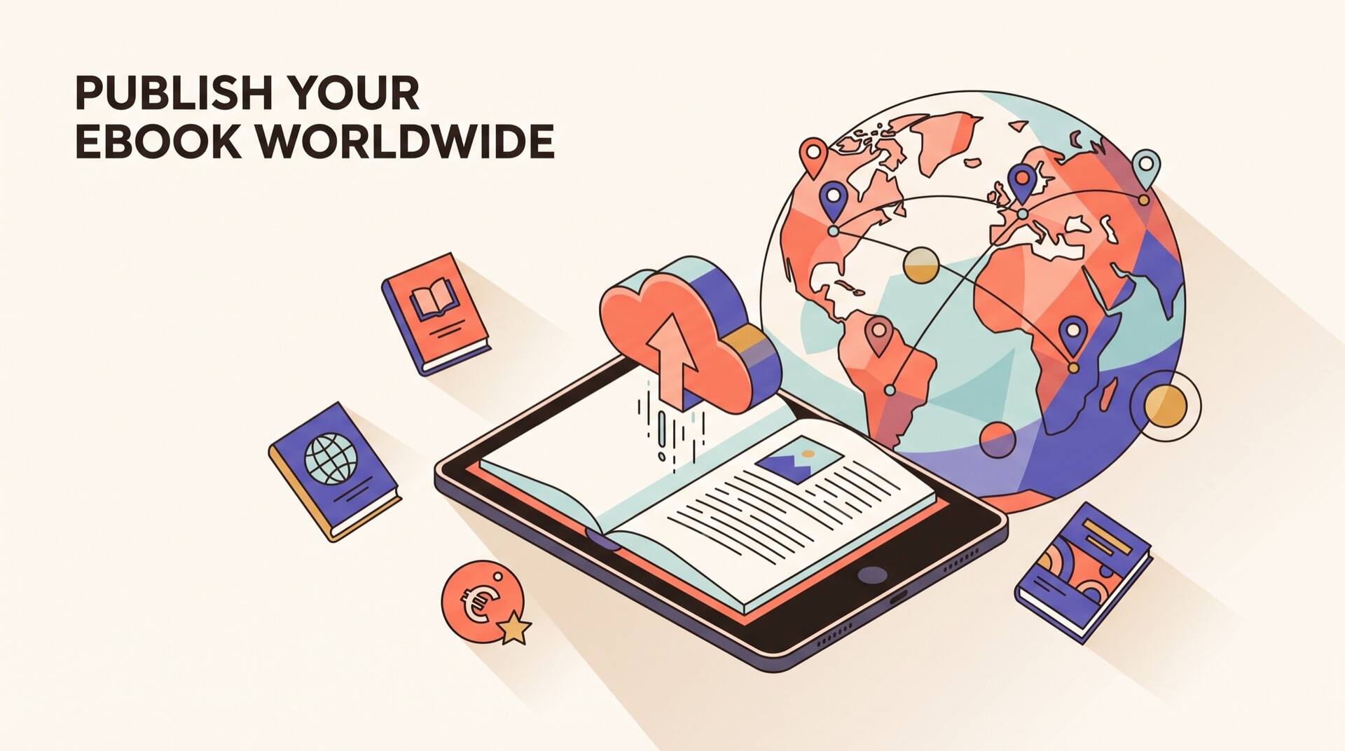 Un teléfono Android mostrando la aplicación Google Play Books junto a un mapa mundial de territorios