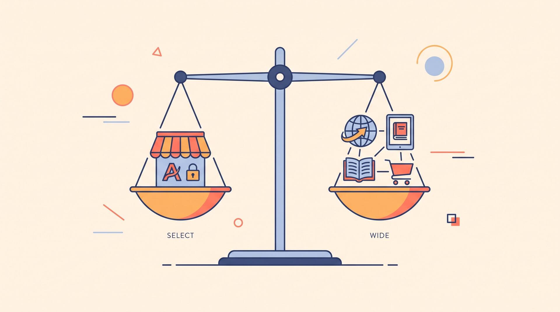 Balance scale weighing KDP Select exclusivity against going wide