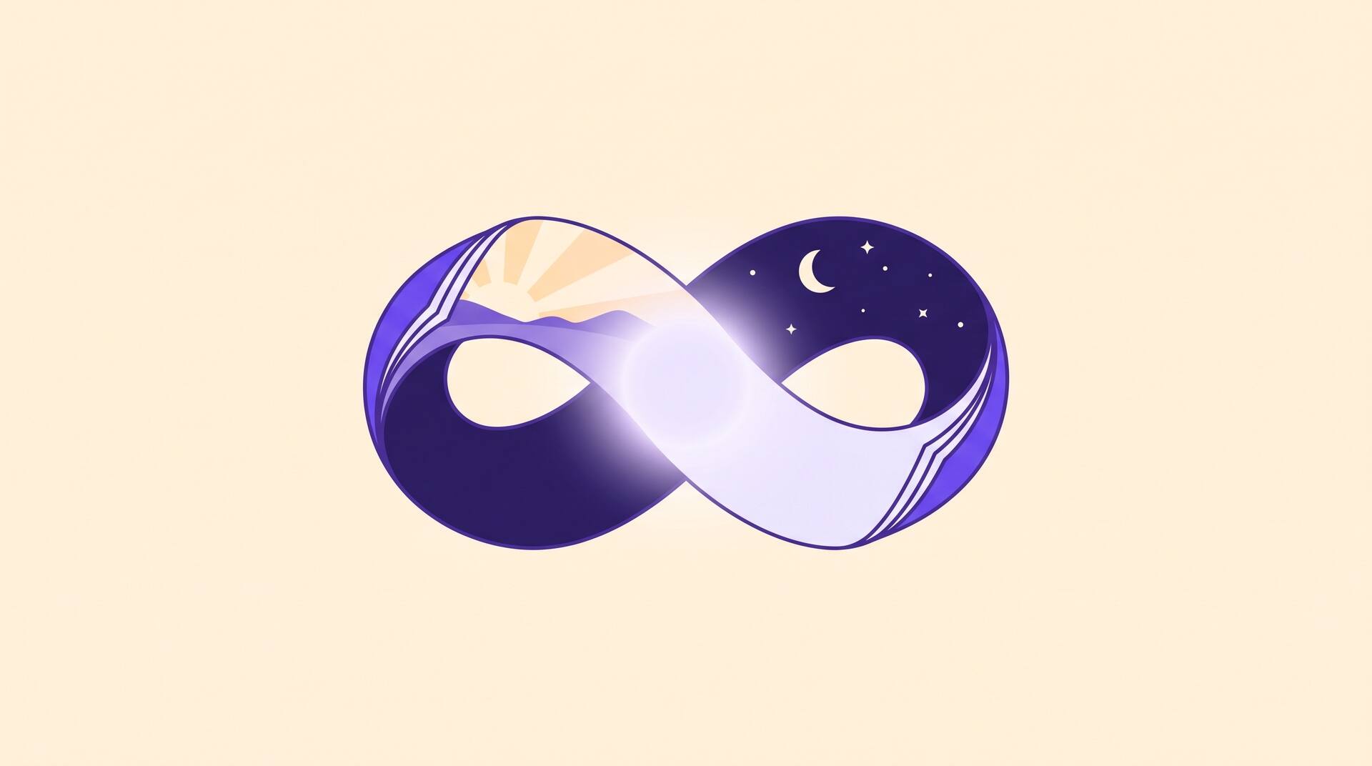 Illustration of a paradox in literature: a Mobius loop merging day and night into a single truth